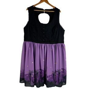 DISNEY Tangled Silhouette Print Fit & Flare Lace Up Corset Back Dress Size 4